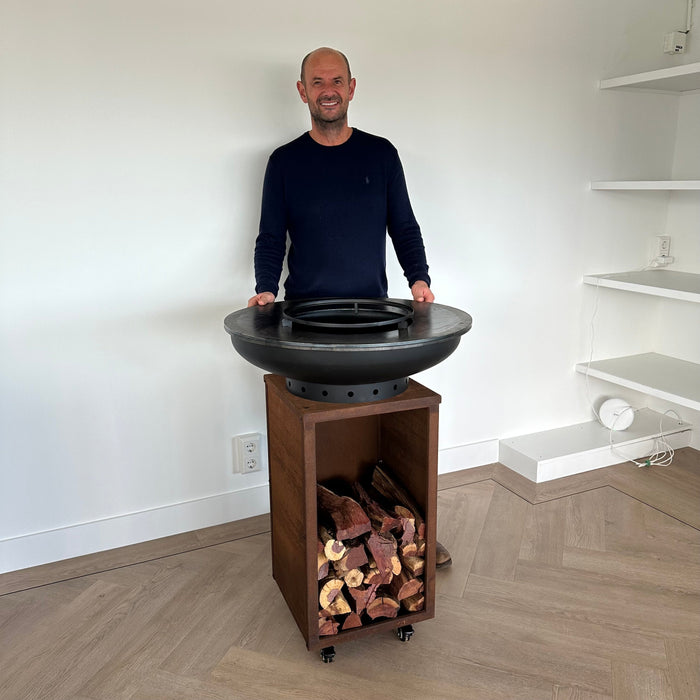 BBQ Vuurschaal Grill Blackline Cortenstaal 8mm Camarada 2.0 - Met Hoes en Houtopslag Ø70cm