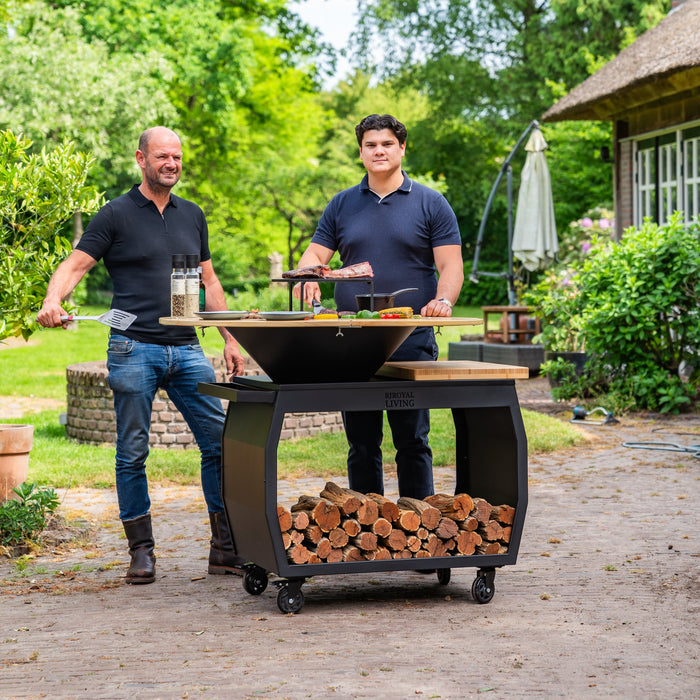 BBQ Vuurschaal Grill Big Jack Black 3.0 - Met Houten Omranding Mesa
