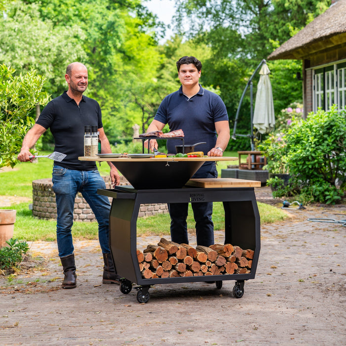 BBQ Vuurschaal Grill Big Jack Black 3.0 - Met Houten Omranding Mesa