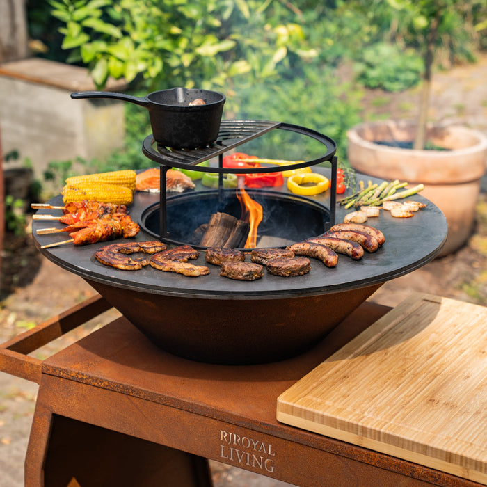 BBQ Vuurschaal Grill Big Jack Cortenstaal 3.0 - Met Houten Omranding Mesa