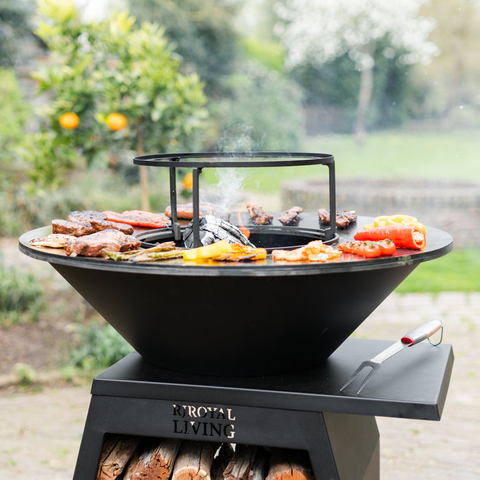 BBQ Vuurschaal Grill Compañero XXL Blackline 2.0 - Met pook en houtopslag Ø80cm