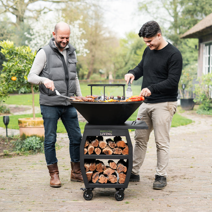 BBQ Vuurschaal Grill Compañero XXL Blackline 2.0 - Met pook en houtopslag Ø80cm