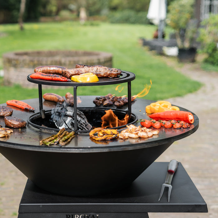 BBQ Vuurschaal Grill Compañero XXL Blackline 2.0 - Met pook en houtopslag Ø80cm