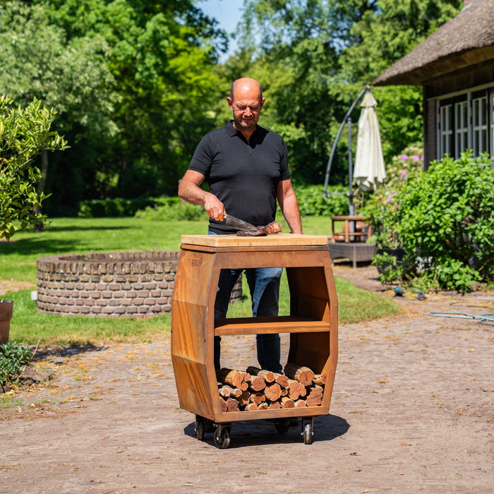 BBQ Vuurschaal Tafel - Tabla Cortar Cortenstaal - Met Snijplank
