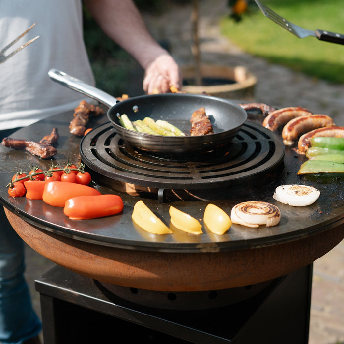 BBQ Vuurschaal Grill Cortenstaal Blackline 8mm Camarada 2.0 - Met Hoes en Houtopslag Ø70cm