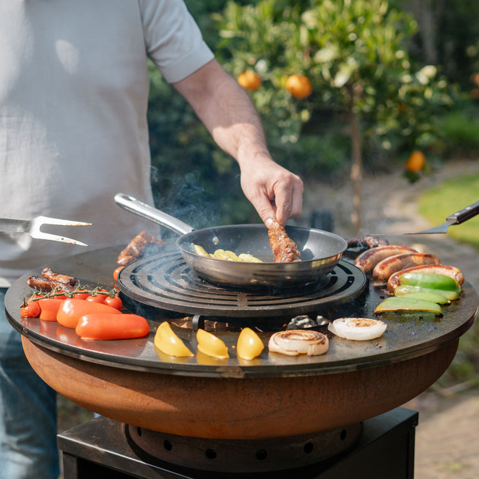 BBQ Vuurschaal Grill Cortenstaal Blackline 8mm Camarada 2.0 - Met Hoes en Houtopslag Ø70cm