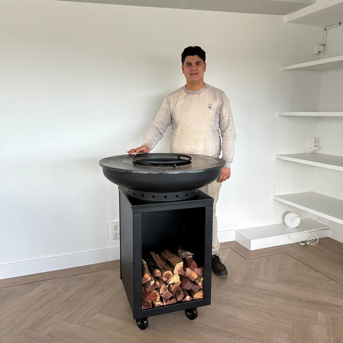 BBQ Vuurschaal Grill Hermano XXL Blackline - Met hoes en houtopslag Ø80cm 8mm