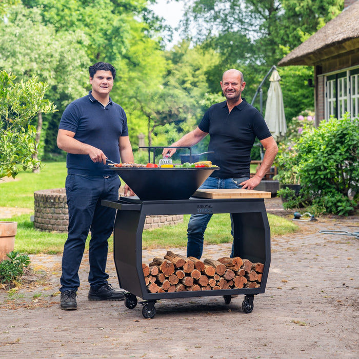 BBQ Vuurschaal Grill Big Jack Black 3.0 - Met pook en houtopslag