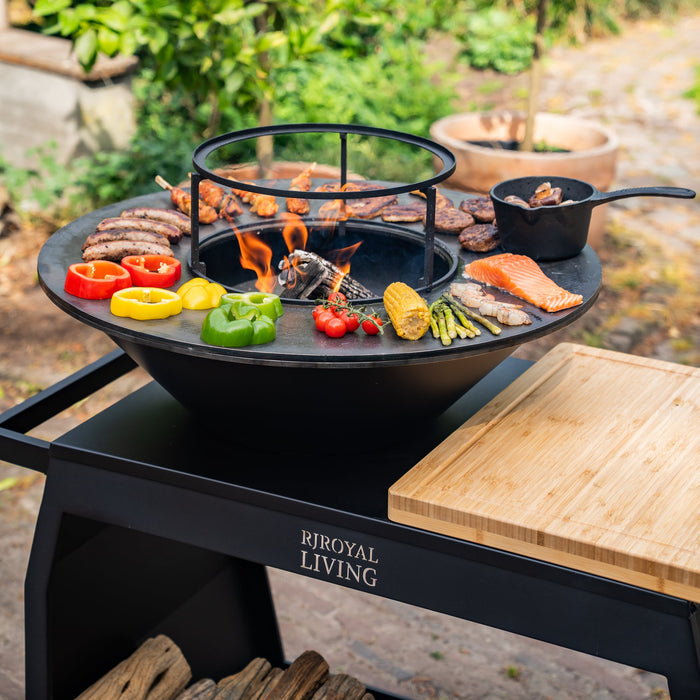 BBQ Vuurschaal Grill Big Jack Black 3.0 - Met pook en houtopslag
