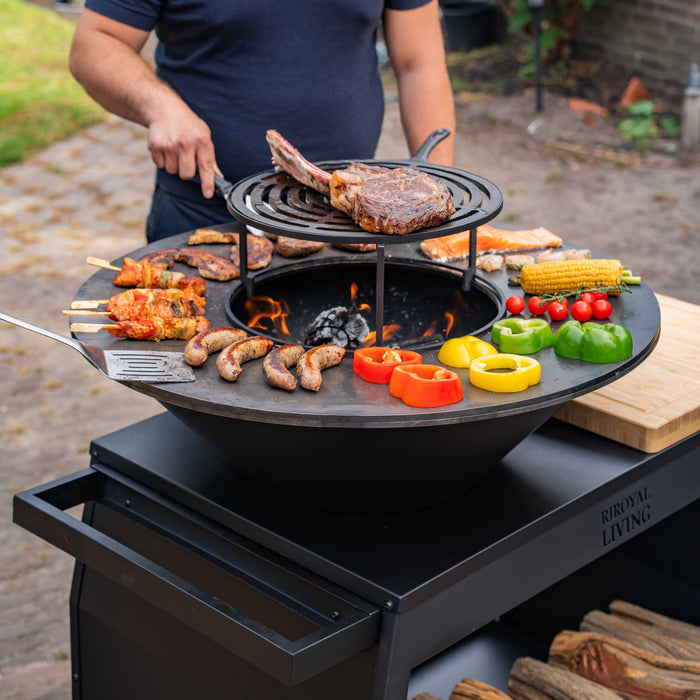 BBQ Vuurschaal Grill Big Jack Black 3.0 - Met pook en houtopslag