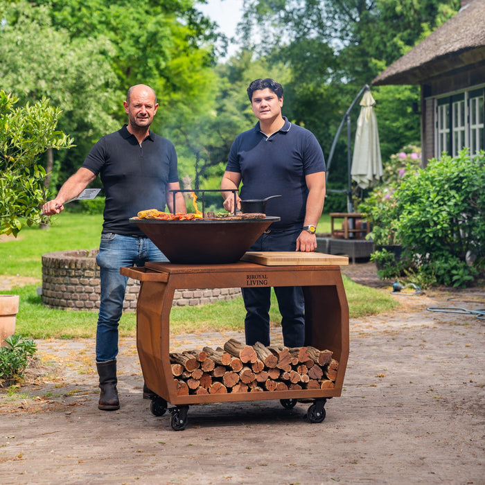 BBQ Vuurschaal Grill Big Jack Cortenstaal 3.0 - Met Houten Omranding Mesa