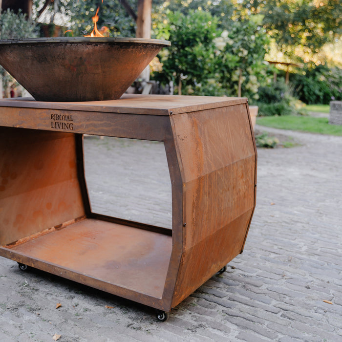 BBQ Vuurschaal Grill Big Jack Cortenstaal 3.0 - Met Hoes en Houtopslag