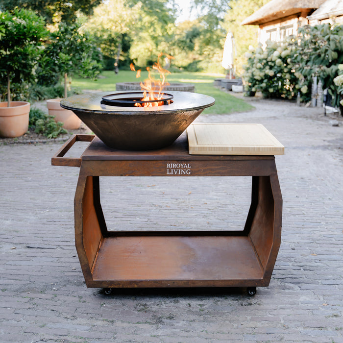 BBQ Vuurschaal Grill Big Jack Cortenstaal 3.0 - Met Hoes en Houtopslag