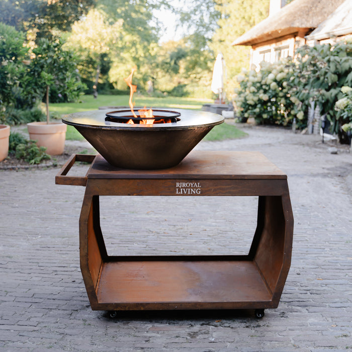 BBQ Vuurschaal Grill Big Jack Cortenstaal 3.0 - Met Hoes en Houtopslag
