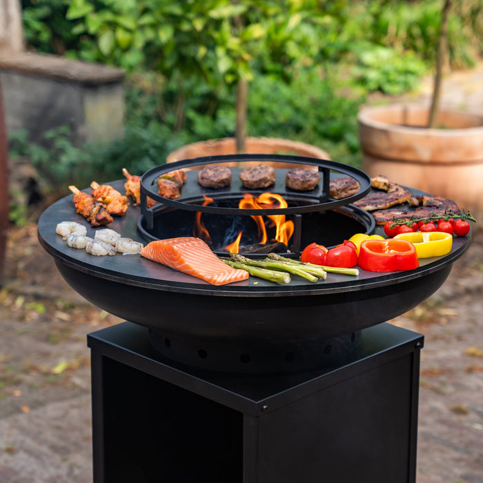 BBQ Vuurschaal Grill Blackline 8mm Camarada 2.0 - Met pook en houtopslag Ø70cm