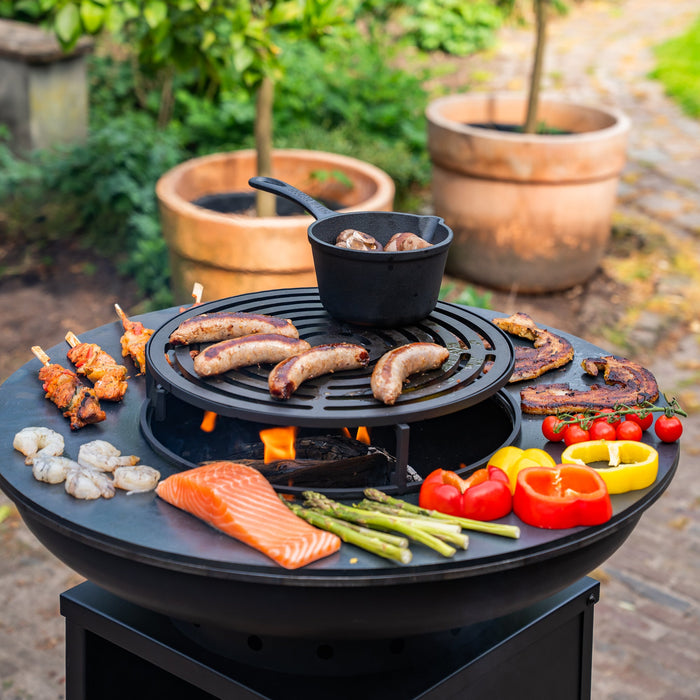 BBQ Vuurschaal Grill Blackline 8mm Camarada 2.0 - Met pook en houtopslag Ø70cm