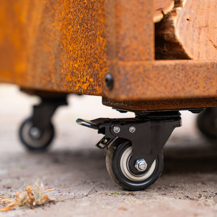 BBQ Vuurschaal Grill Blackline Cortenstaal 8mm Camarada 2.0 - Met pook en houtopslag Ø70cm