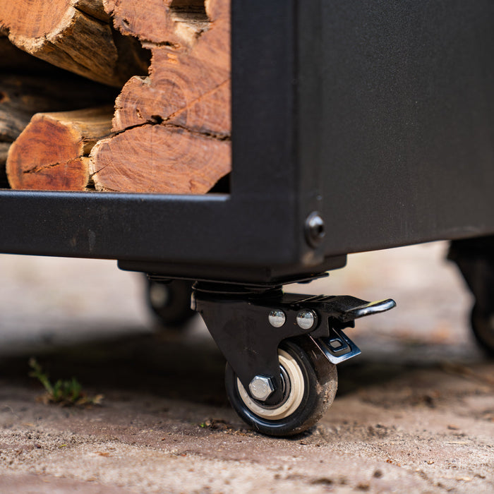 BBQ Vuurschaal Grill Cortenstaal Blackline 8mm Camarada 2.0 - Met pook en houtopslag Ø70cm