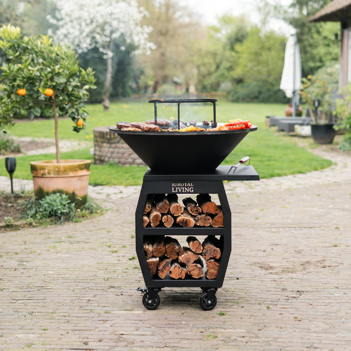 BBQ Vuurschaal Grill Compañero XXL Blackline 2.0 - Met Hoes en Houtopslag Ø80cm