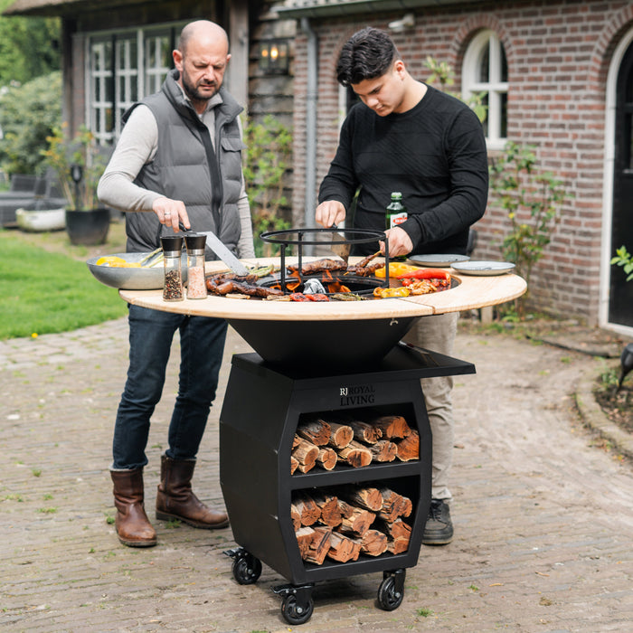 BBQ Vuurschaal Grill Compañero XXL Blackline 2.0 - Met Houten Omranding Mesa