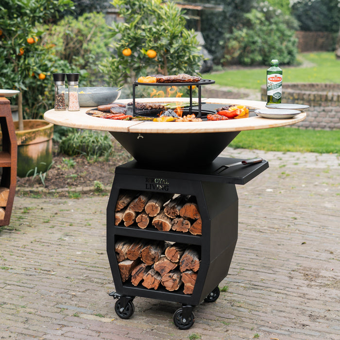 BBQ Vuurschaal Grill Compañero XXL Blackline 2.0 - Met Houten Omranding Mesa
