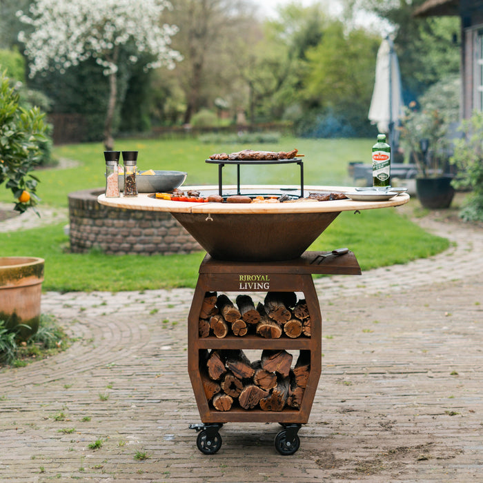 BBQ Vuurschaal Grill Compañero XXL Cortenstaal 2.0 - Met Houten Omranding Mesa