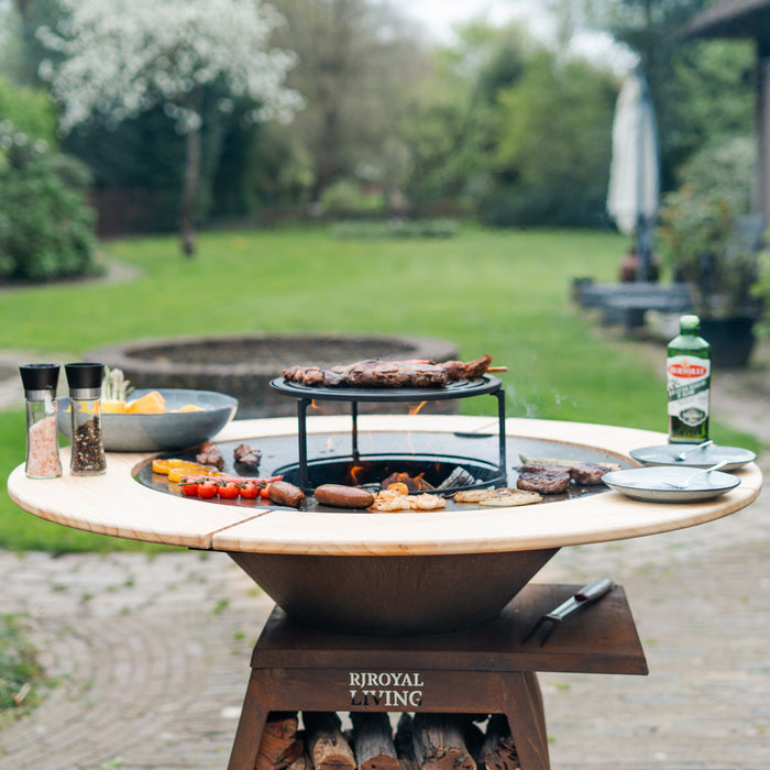 BBQ Vuurschaal Grill Compañero XXL Cortenstaal 2.0 - Met Houten Omranding Mesa