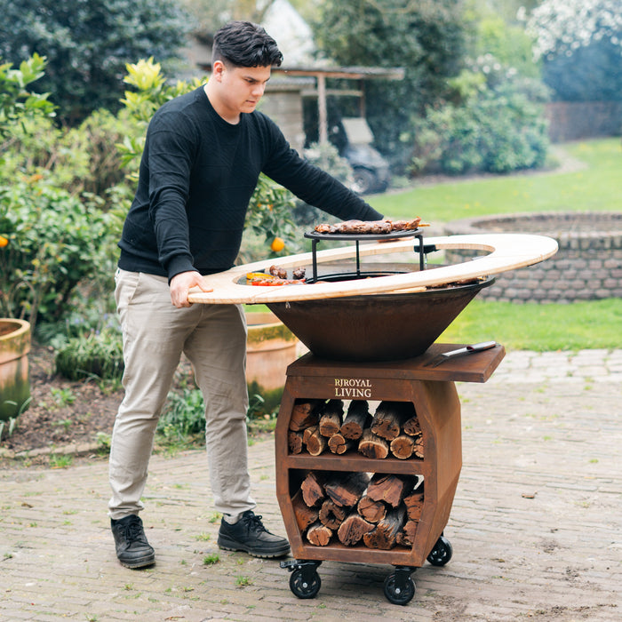 BBQ Vuurschaal Grill Compañero XXL Cortenstaal 2.0 - Met Houten Omranding Mesa