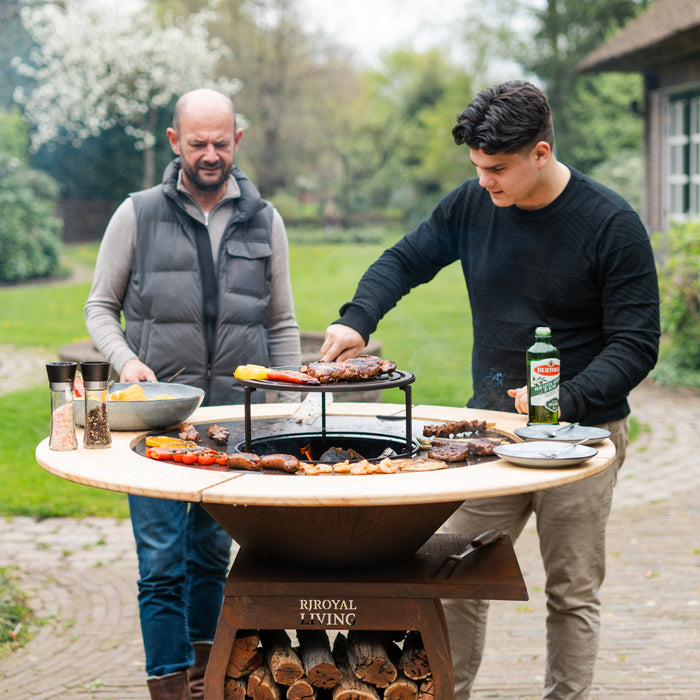 BBQ Vuurschaal Grill Compañero XXL Cortenstaal 2.0 - Met Houten Omranding Mesa