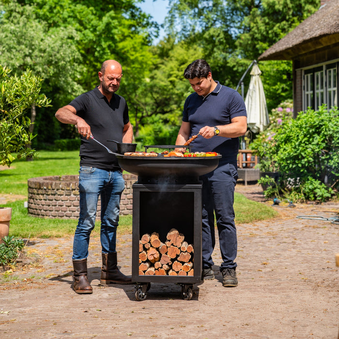 BBQ Vuurschaal Grill Hermano XXL Blackline - Met pook en houtopslag Ø80cm 8mm