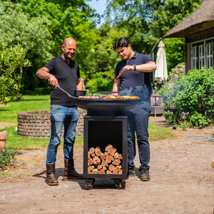 BBQ Vuurschaal Grill Hermano XXL Blackline - Met pook en houtopslag Ø80cm 8mm