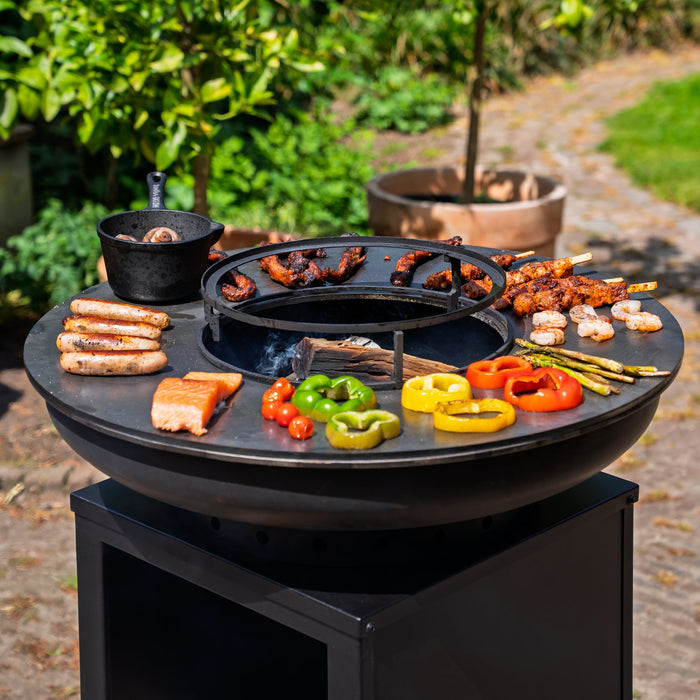 BBQ Vuurschaal Grill Hermano XXL Blackline - Met pook en houtopslag Ø80cm 8mm