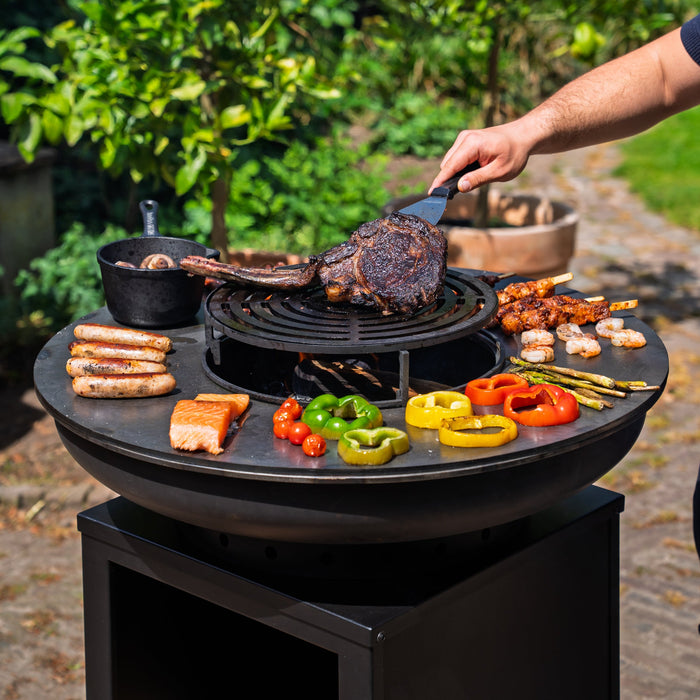 BBQ Vuurschaal Grill Hermano XXL Blackline - Met pook en houtopslag Ø80cm 8mm