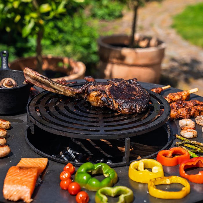 BBQ Vuurschaal Grill Hermano XXL Blackline - Met pook en houtopslag Ø80cm 8mm