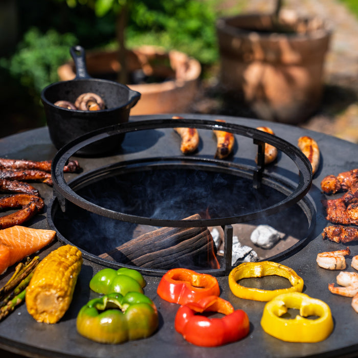 BBQ Vuurschaal Grill Hermano XXL Cortenstaal Blackline - Met pook en houtopslag Ø80cm 8mm