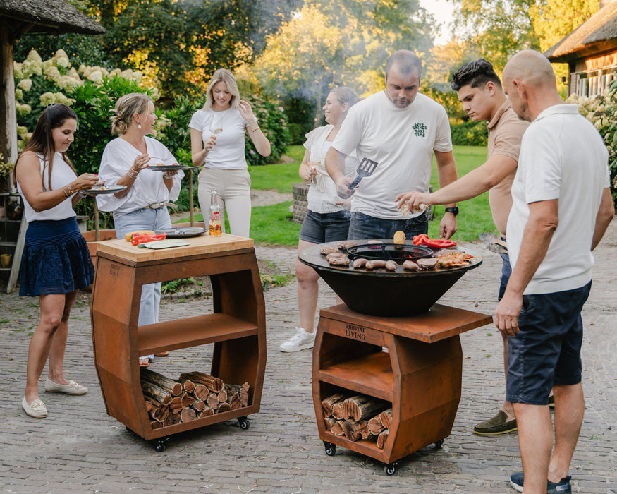 BBQ Vuurschaal Tafel - Tabla Cortar Cortenstaal - Met Snijplank