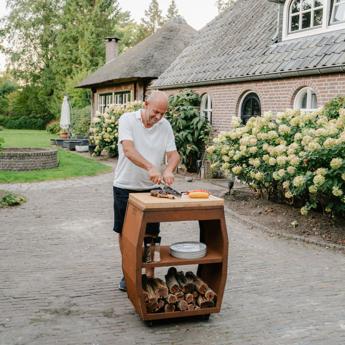 BBQ Vuurschaal Tafel - Tabla Cortar Cortenstaal - Met Snijplank