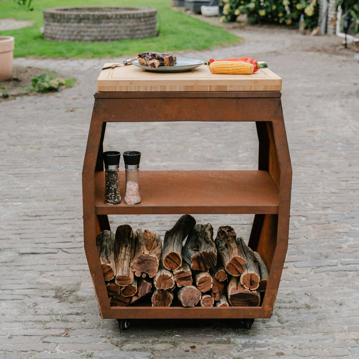 BBQ Vuurschaal Tafel - Tabla Cortar Cortenstaal - Met Snijplank