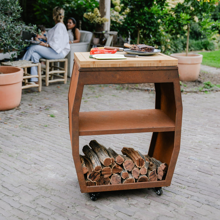 BBQ Vuurschaal Tafel - Tabla Cortar Cortenstaal - Met Snijplank