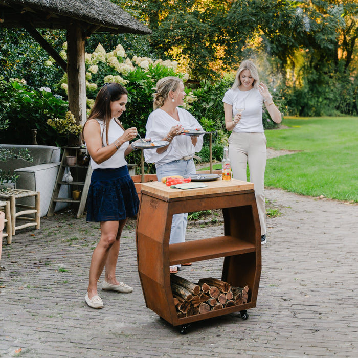 BBQ Vuurschaal Tafel - Tabla Cortar Cortenstaal - Met Snijplank