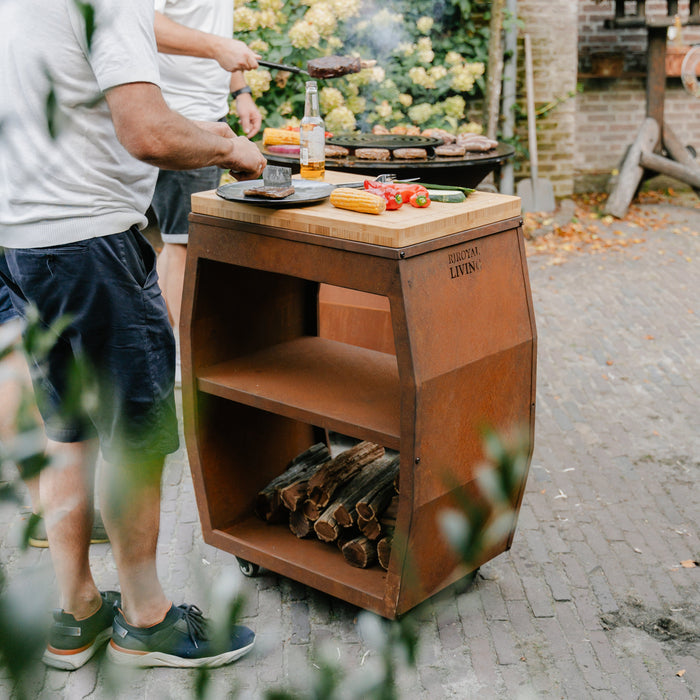 BBQ Vuurschaal Tafel - Tabla Cortar Cortenstaal - Met Snijplank